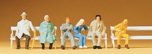 Podróżni na ławkach, Preiser 14004, figurki H0-1:87