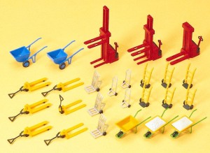 Taczki, wózki podnośnikowe, wózki paletowe H0-1:87, Preiser 17107