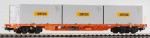 Wagon platforma Sgnss H0-1:87 z kontenerami Bertschi, Wascosa ep. VI, Piko 54680