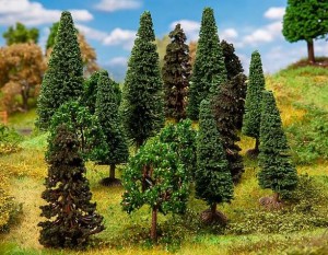 Drzewa mieszane H0-1:87, Faller 181529, 15 szt., 7-9 cm