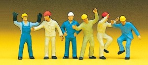 Robotnicy budowlani w kaskach H0-1:87, Preiser 10105