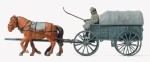 Zaprzęg z wózem polowym H0-1:87 III Rzesza, Preiser 16570, figurki niemalowane