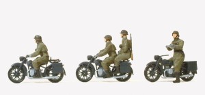 Piechota na motocyklach BMW R 12 H0-1:87 III Rzesza, Preiser 16598, figurki niemalowane