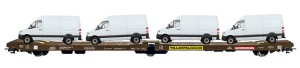 Wagon platforma Transwaggon H0-1:87 z samochodami, FS ep. IV-VI, Rivarossi HR6449
