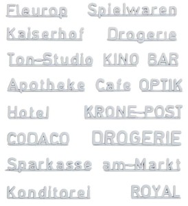Nazwy sklepów z lat 70-tych H0-1:87, Faller 180964, NA ZAMÓWIENIE