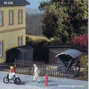 Stojak z rowerami, budka H0/TT 1:100, Auhagen 99030