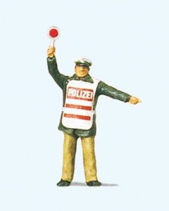 Policjant w kamizelce ostrzegawczej H0-1:87, Preiser 28012