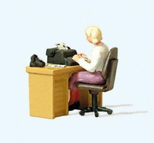 Sekretarka przy biurku H0-1:87, Preiser 28094