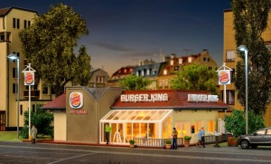 Restauracja Burger King H0-1:87, Vollmer 43632 z oświetleniem LED, NA ZAMÓWIENIE