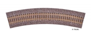 Podkład pod tor łukowy R31-R32 TT-1:120 ciemny, Tillig 86305, NA ZAMÓWIENIE